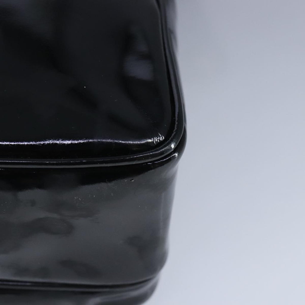 CHANEL Chain Tote Bag Patent leather Black Gold CC 97057