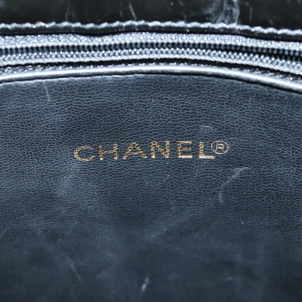 CHANEL Chain Tote Bag Patent leather Black Gold CC 97057