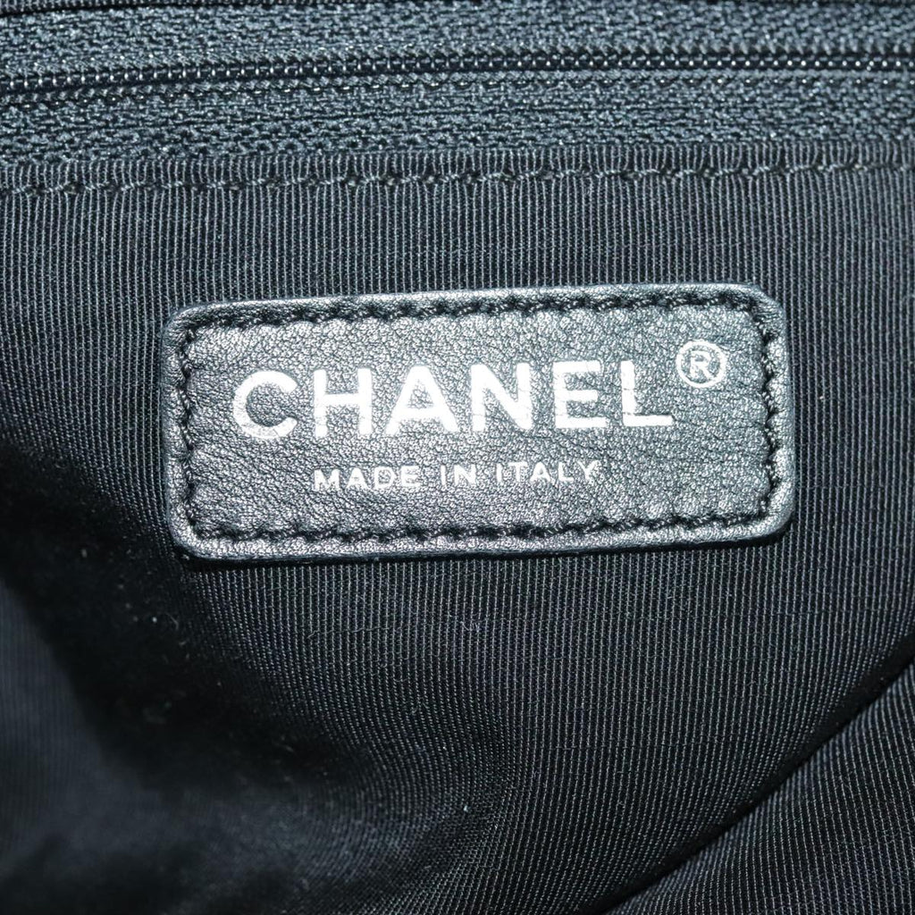CHANEL Hand Bag Canvas Green Silver CC 97061
