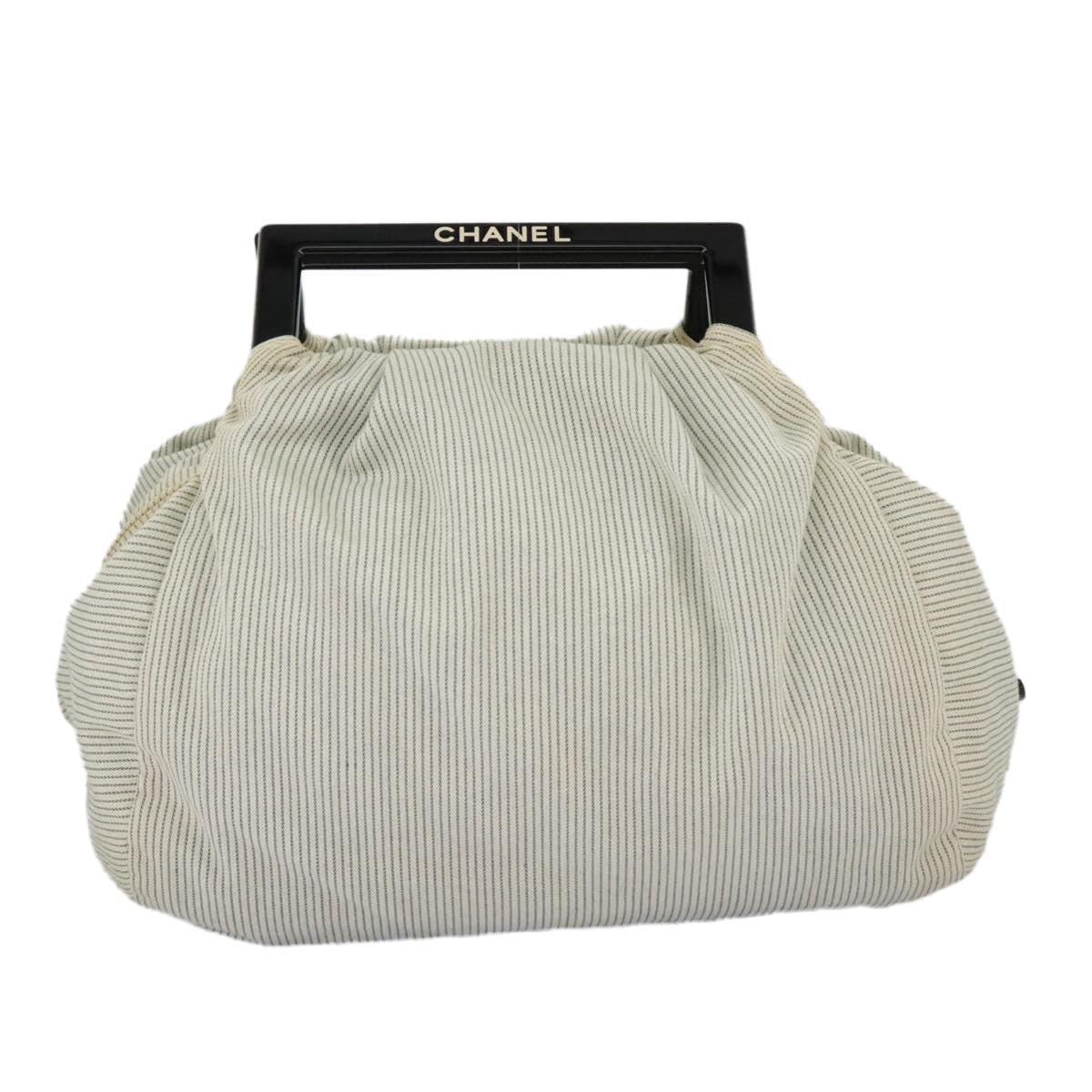 CHANEL Hand Bag Canvas Green Silver CC 97061