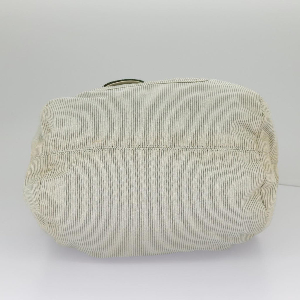 CHANEL Hand Bag Canvas Green Silver CC 97061
