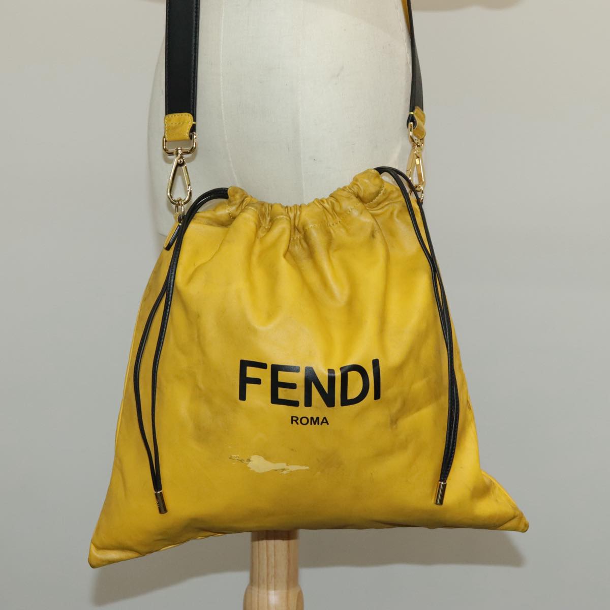 FENDI Shoulder Bag Leather Yellow Gold 97095
