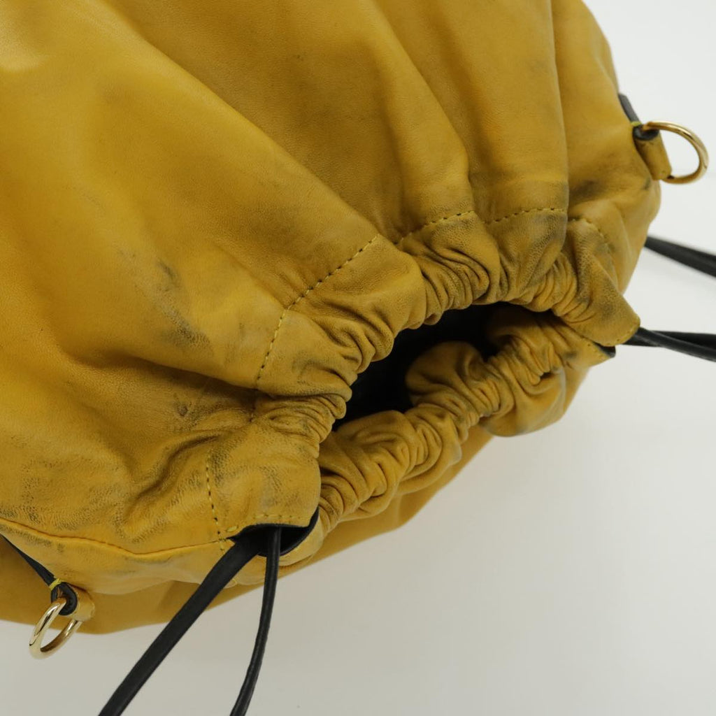 FENDI Shoulder Bag Leather Yellow Gold 97095