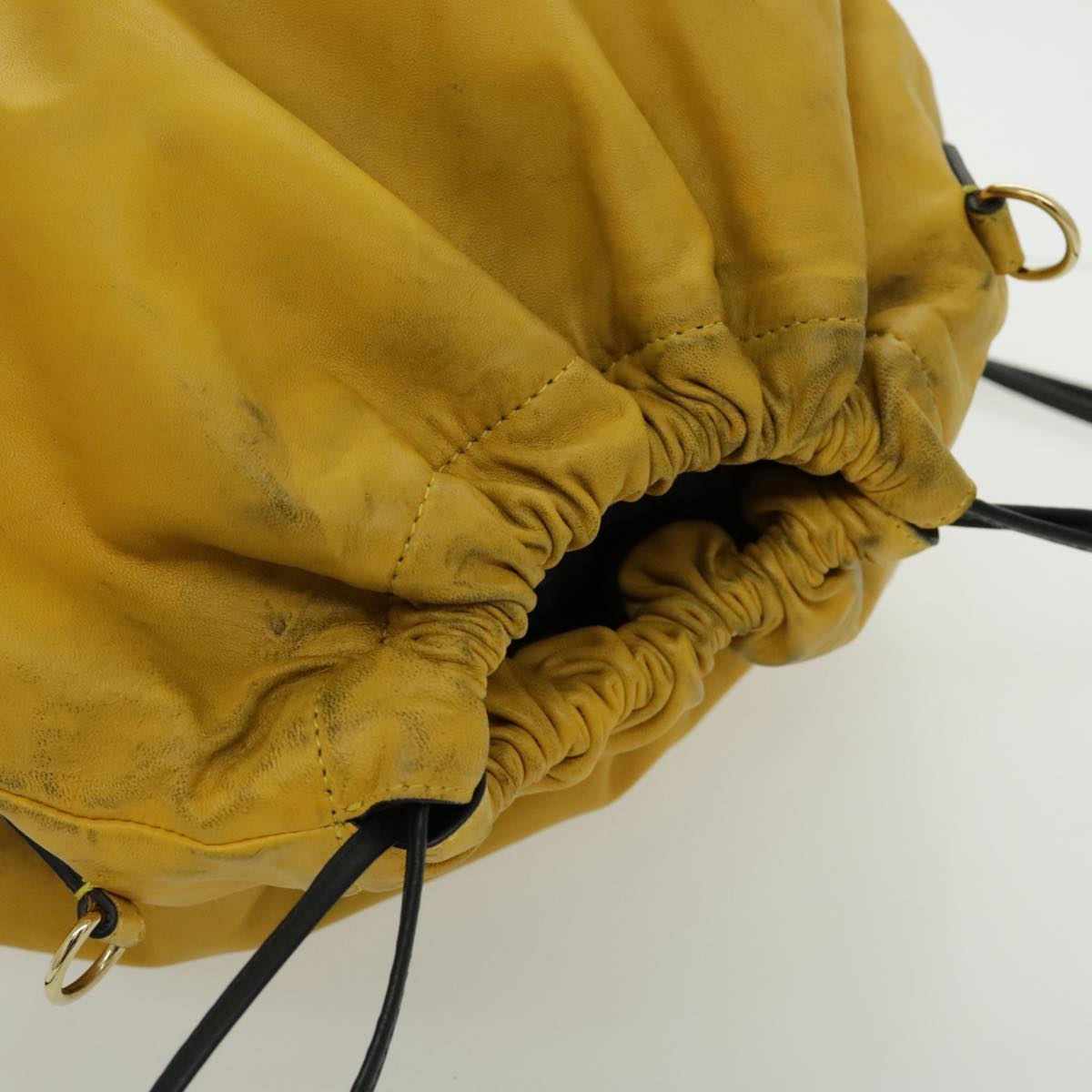 FENDI Shoulder Bag Leather Yellow Gold 97095