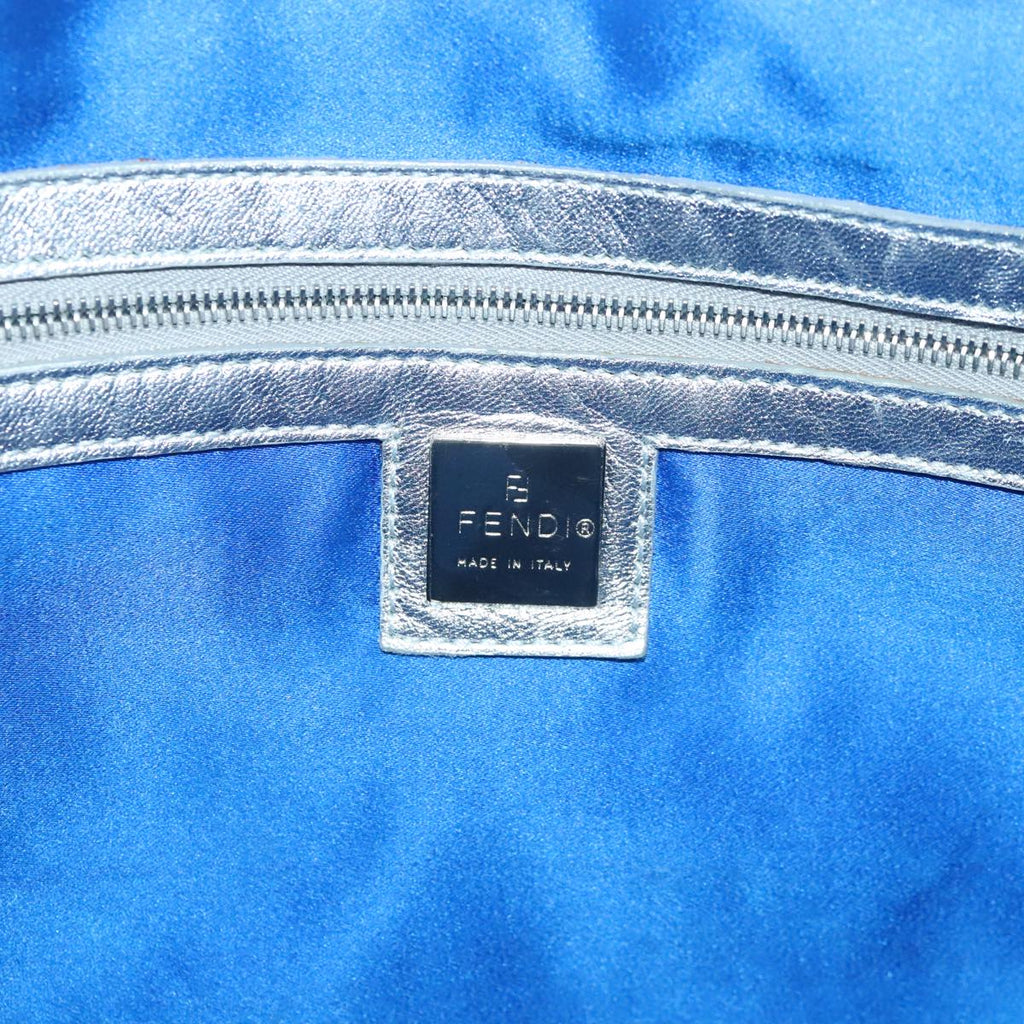 FENDI Tote Bag Leather Silver 97104