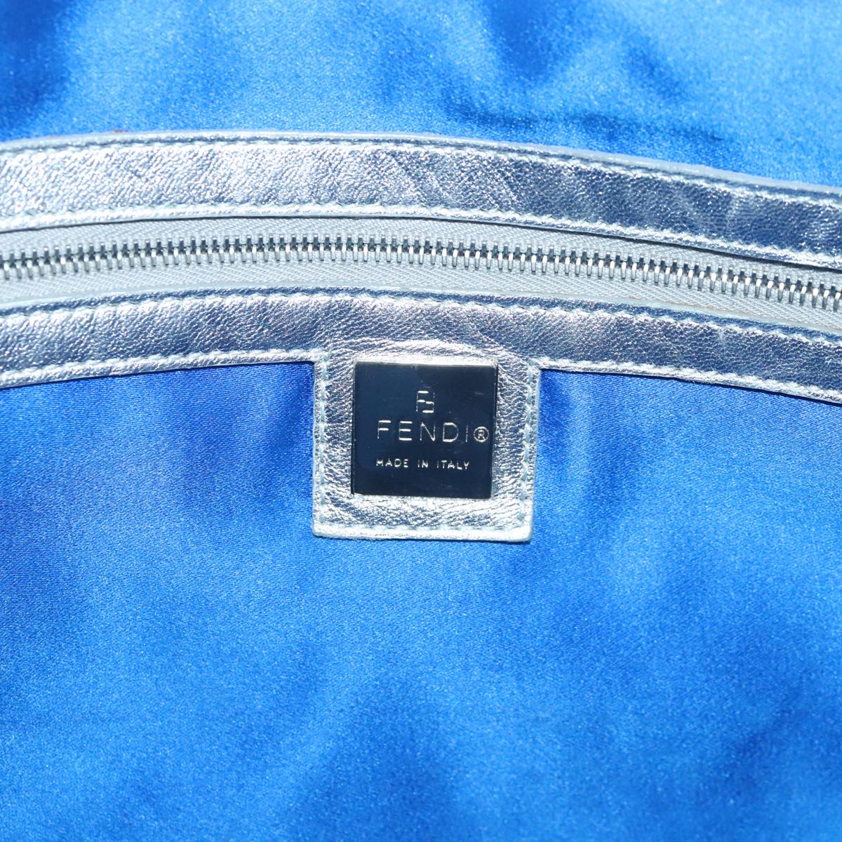 FENDI Tote Bag Leather Silver 97104