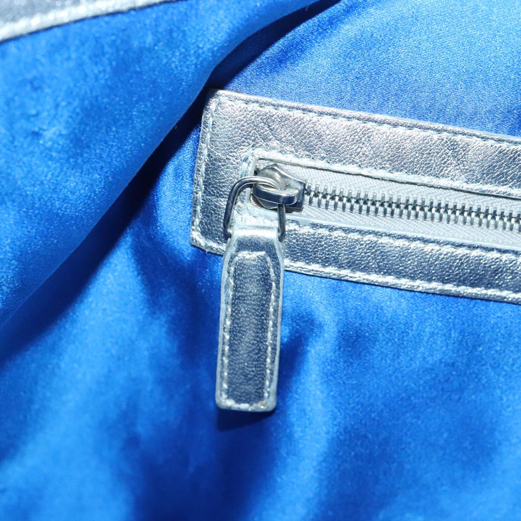 FENDI Tote Bag Leather Silver 97104