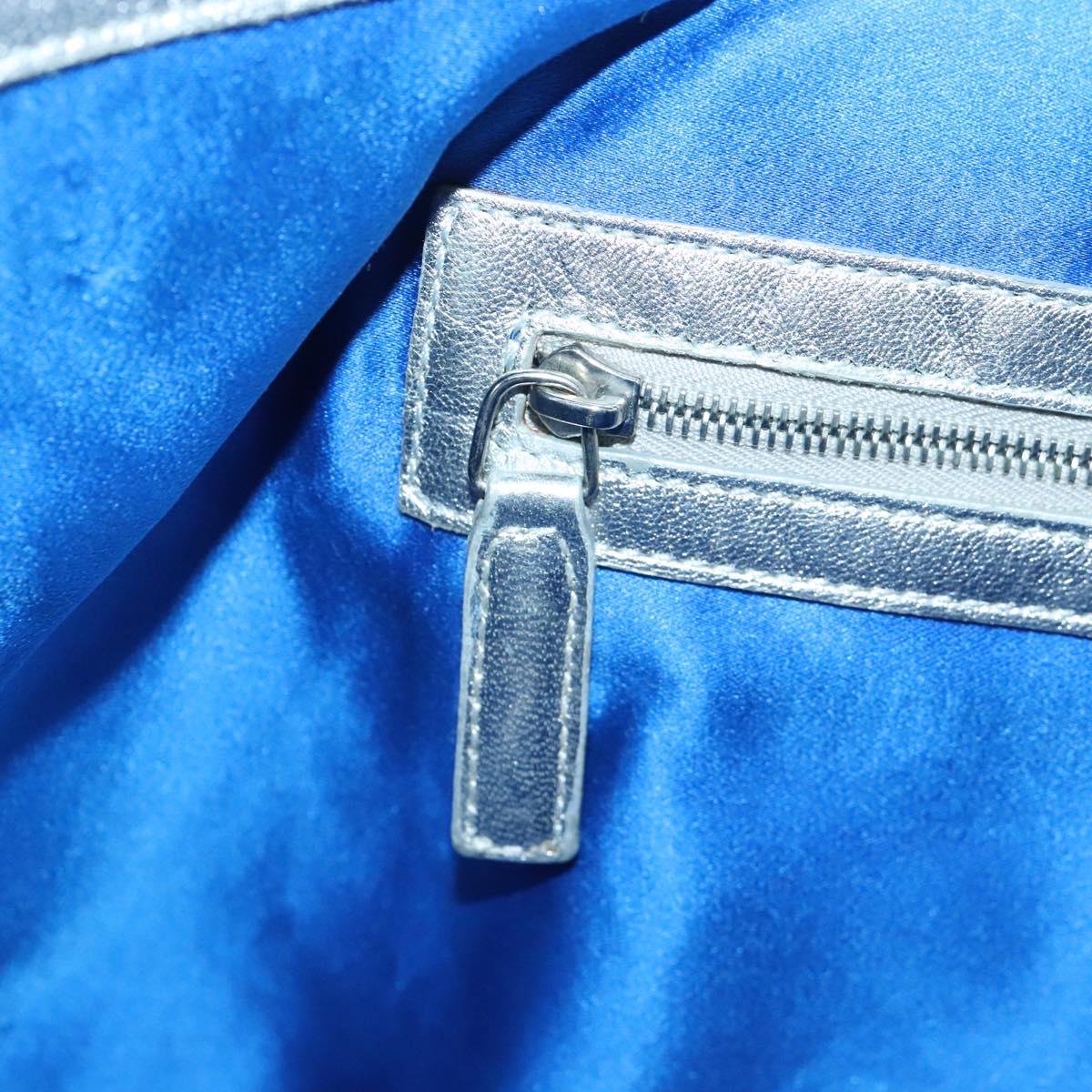 FENDI Tote Bag Leather Silver 97104