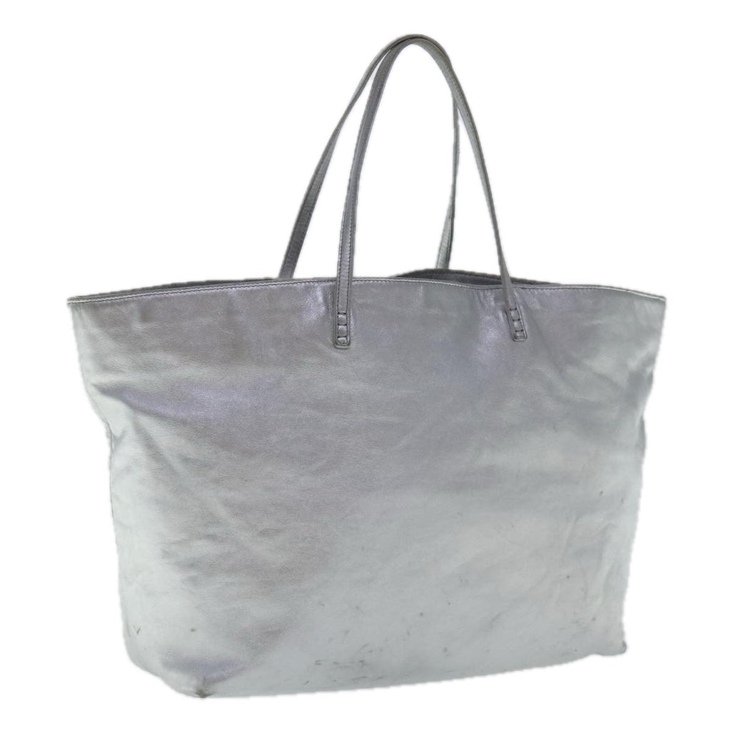 FENDI Tote Bag Leather Silver 97104