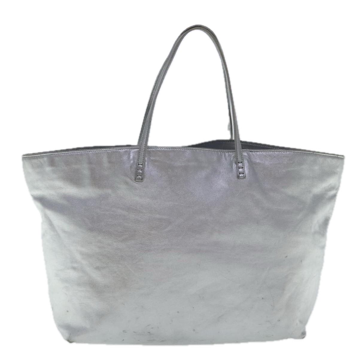 FENDI Tote Bag Leather Silver 97104