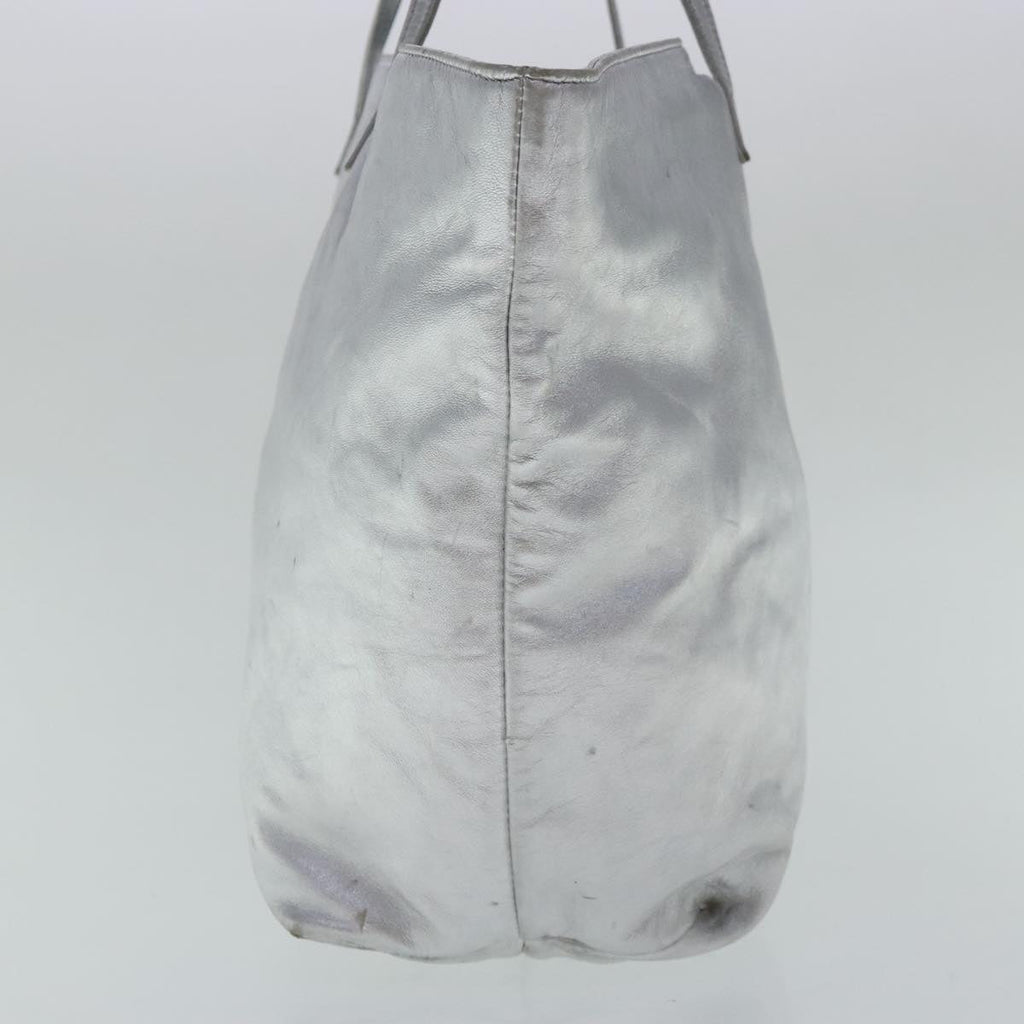 FENDI Tote Bag Leather Silver 97104