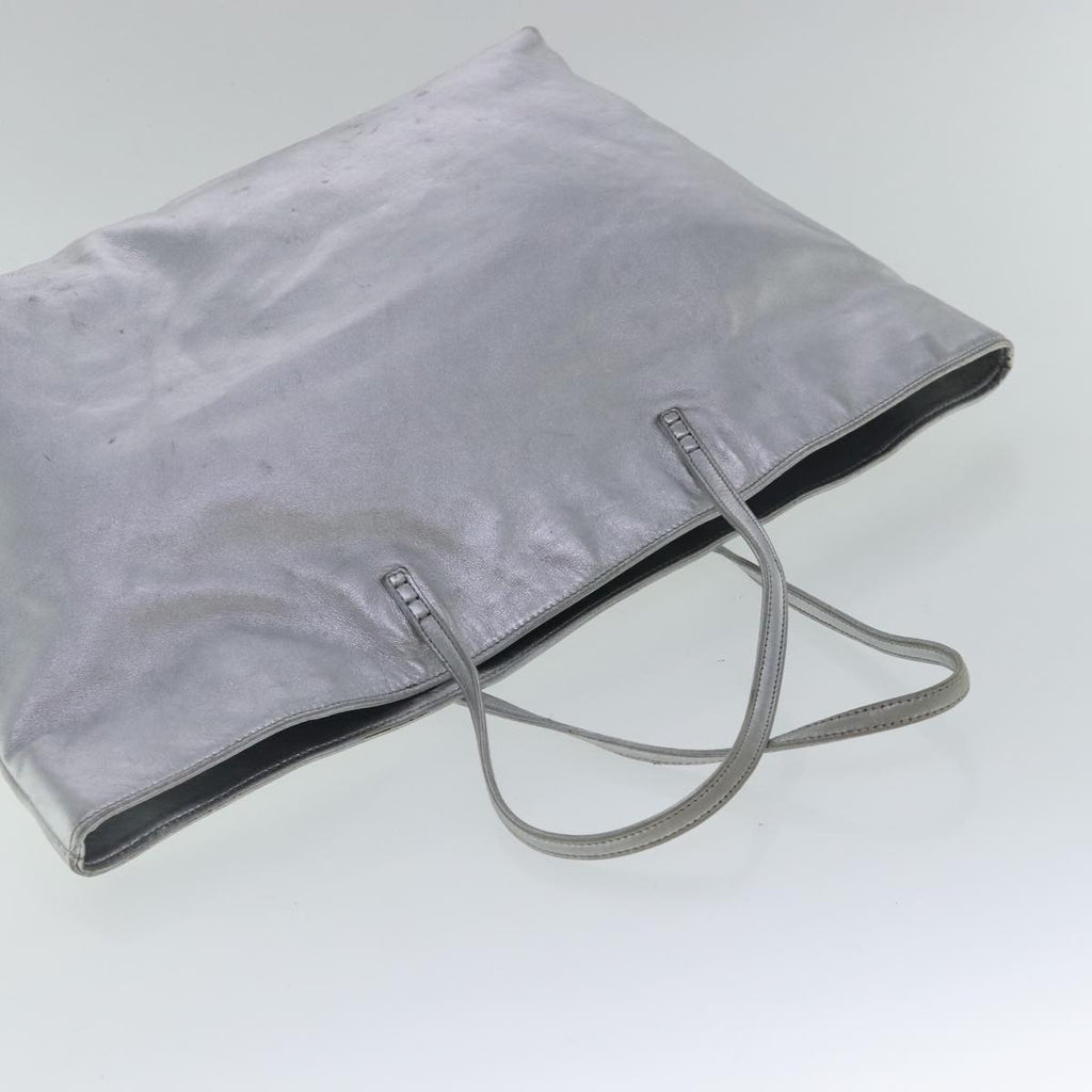 FENDI Tote Bag Leather Silver 97104