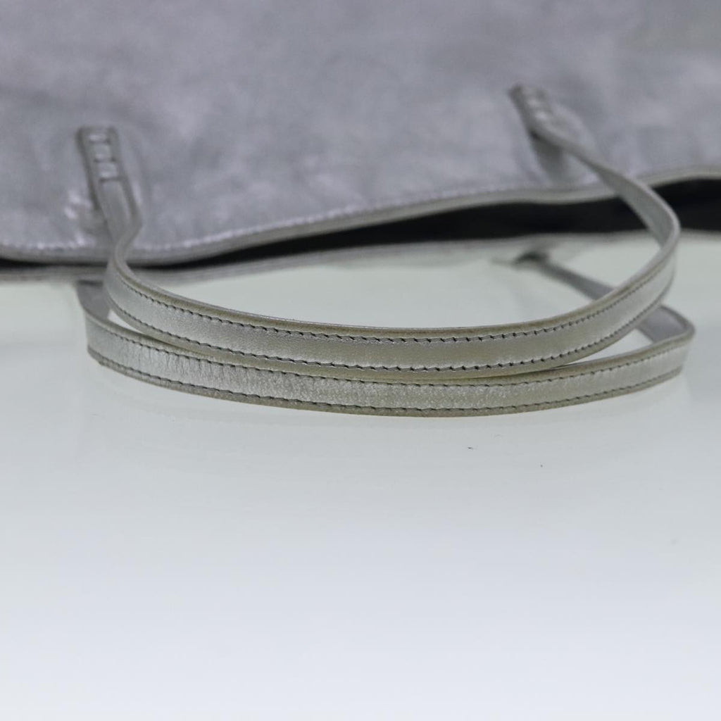 FENDI Tote Bag Leather Silver 97104