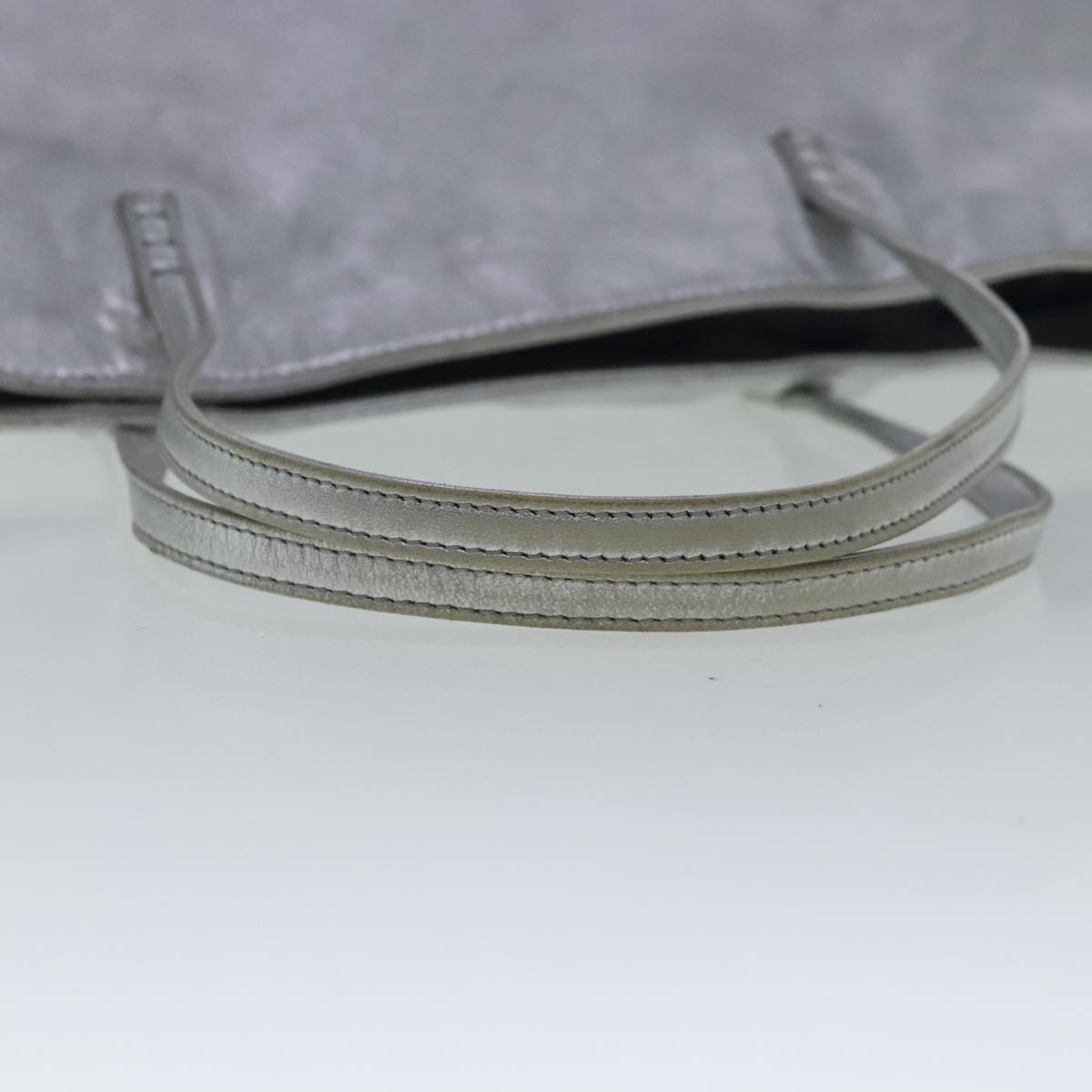 FENDI Tote Bag Leather Silver 97104
