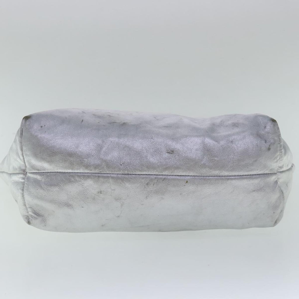 FENDI Tote Bag Leather Silver 97104