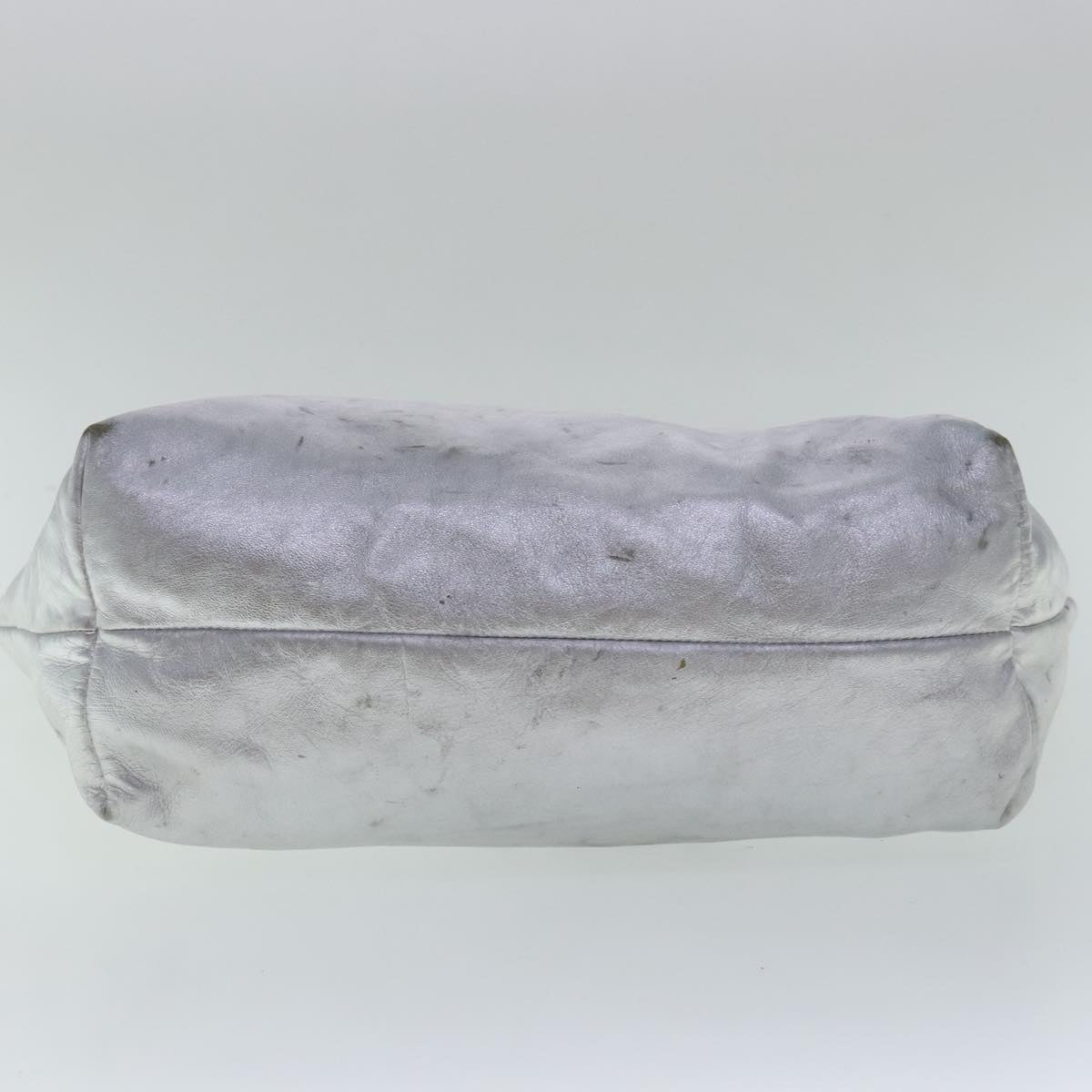 FENDI Tote Bag Leather Silver 97104