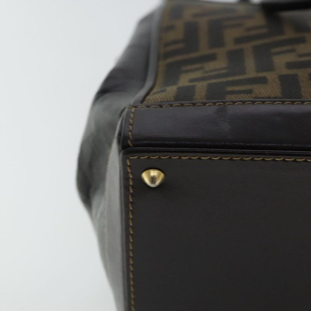 FENDI Zucca Canvas Hand Bag 2way Brown Black gold 97106