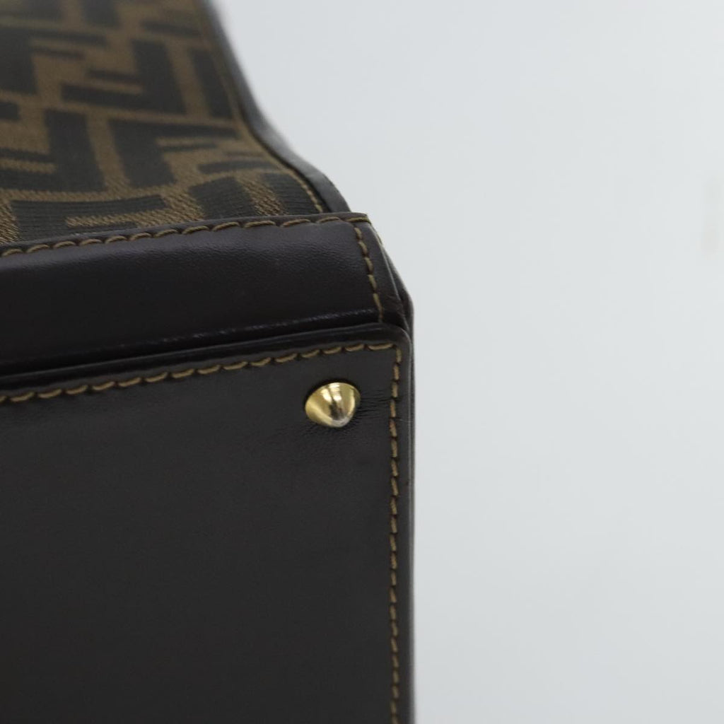 FENDI Zucca Canvas Hand Bag 2way Brown Black gold 97106