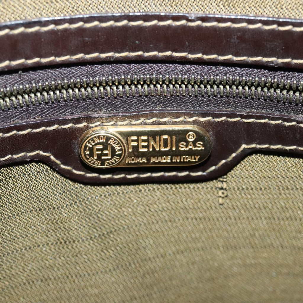 FENDI Zucca Canvas Hand Bag 2way Brown Black gold 97106