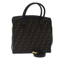 FENDI Zucca Canvas Hand Bag 2way Brown Black gold 97106