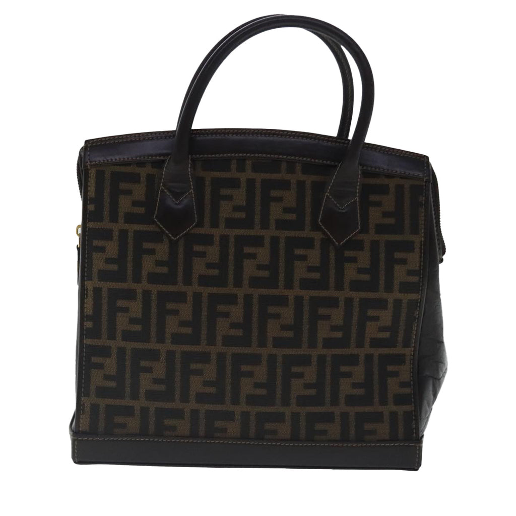 FENDI Zucca Canvas Hand Bag 2way Brown Black gold 97106