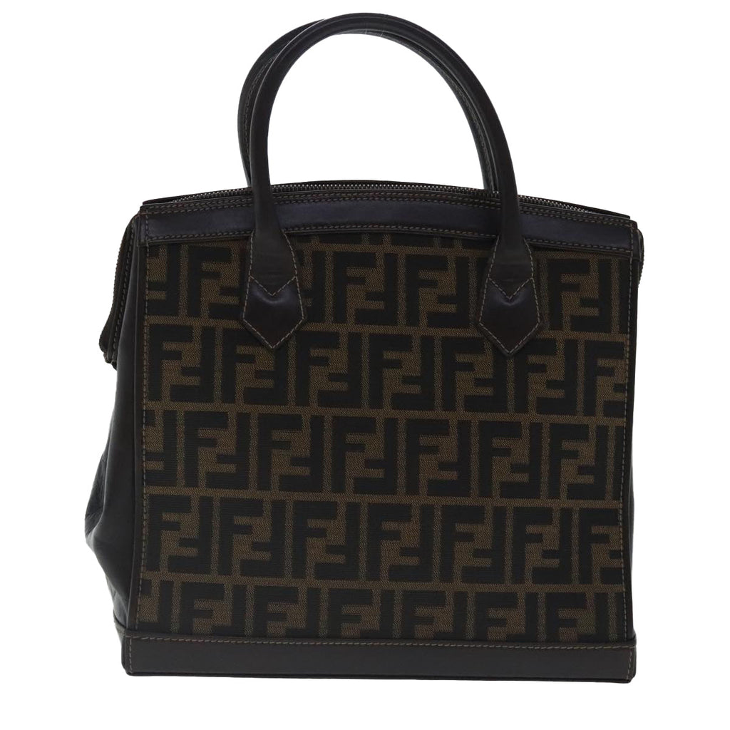 FENDI Zucca Canvas Hand Bag 2way Brown Black gold 97106