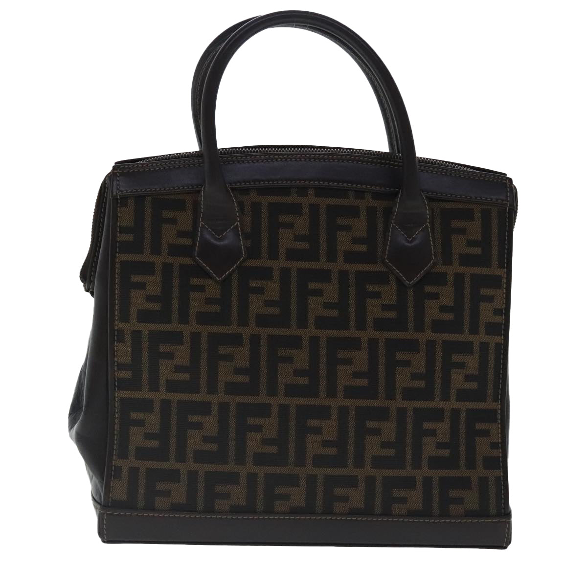 FENDI Zucca Canvas Hand Bag 2way Brown Black gold 97106