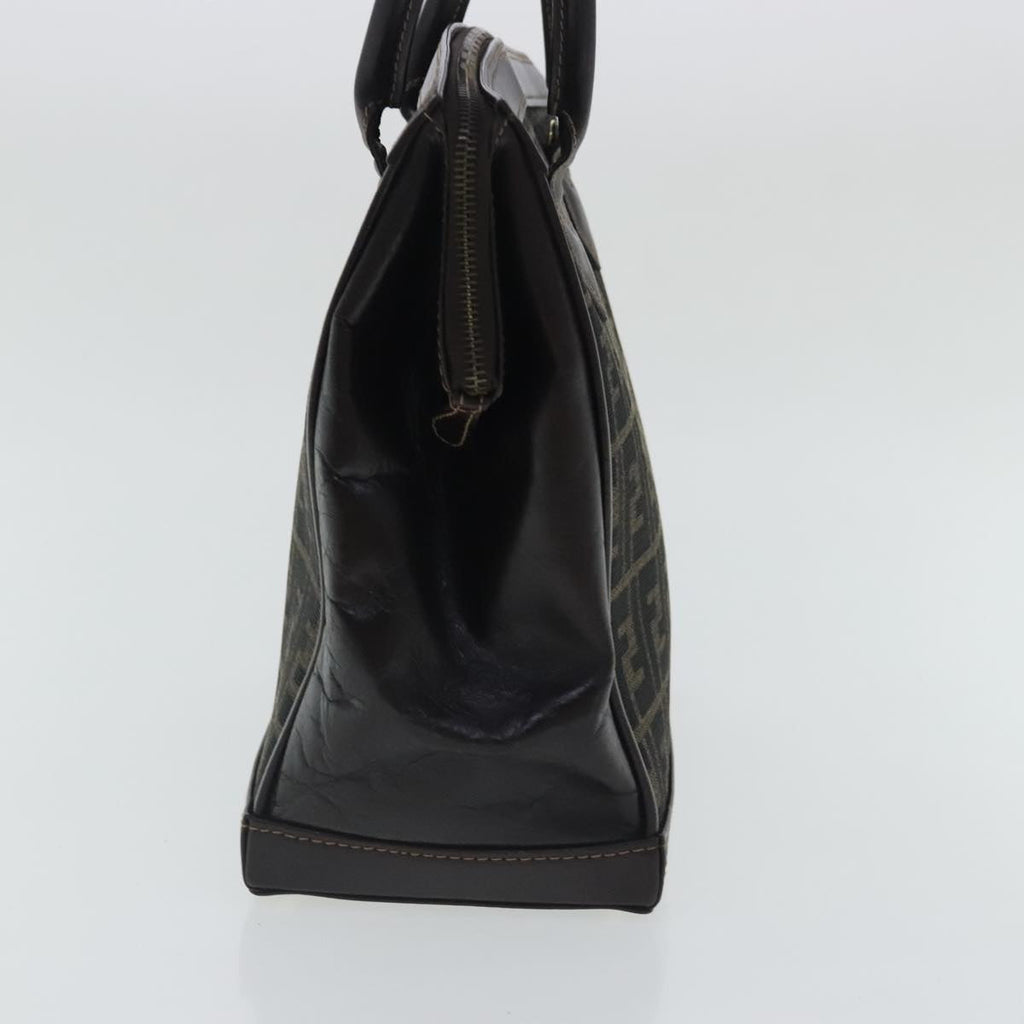 FENDI Zucca Canvas Hand Bag 2way Brown Black gold 97106