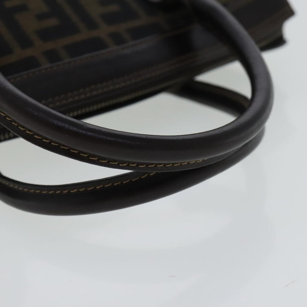 FENDI Zucca Canvas Hand Bag 2way Brown Black gold 97106
