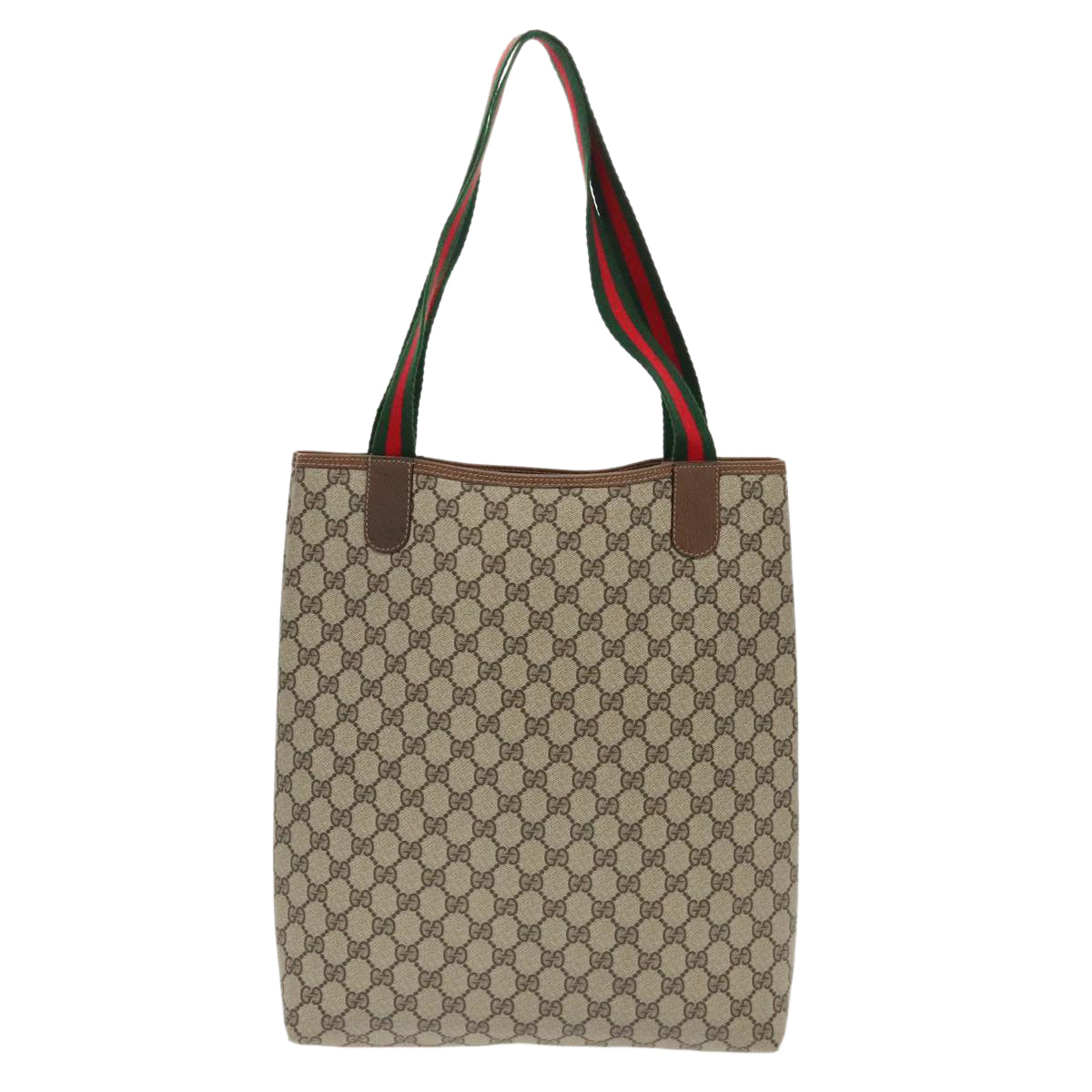 GUCCI GG Supreme Webshire Line Tote Bag PVC Leather Beige 39 02 003 97160
