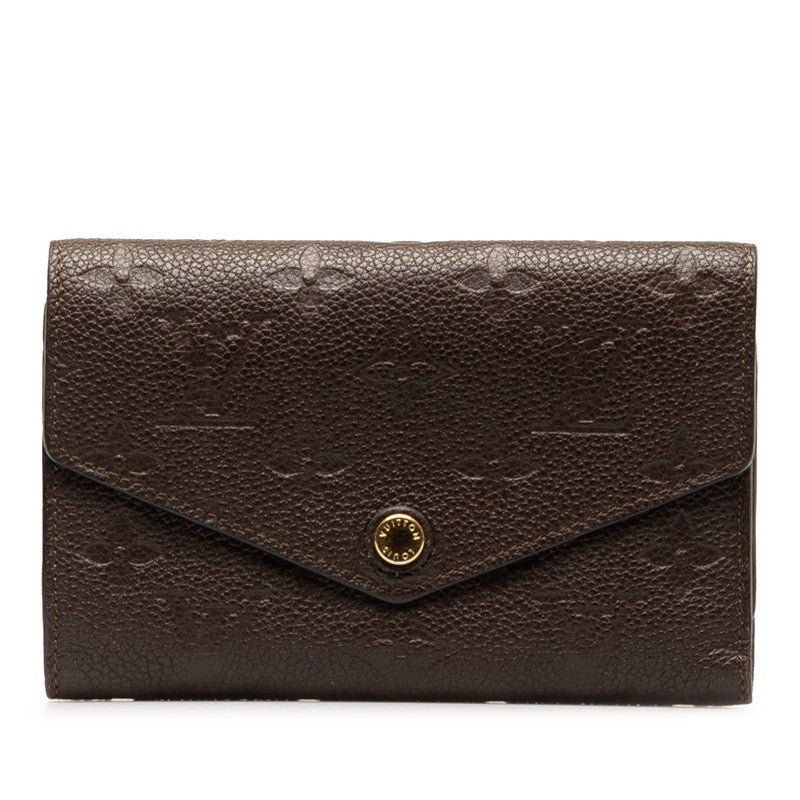 Louis Vuitton Monogram Amplant Portefolio Curry Compact Three Fold Wallet M60543 Tear Brown  Leather  Louis Vuitton