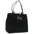 FENDI Mamma Baguette Tote Bag Nylon Leather Black Silver 97258