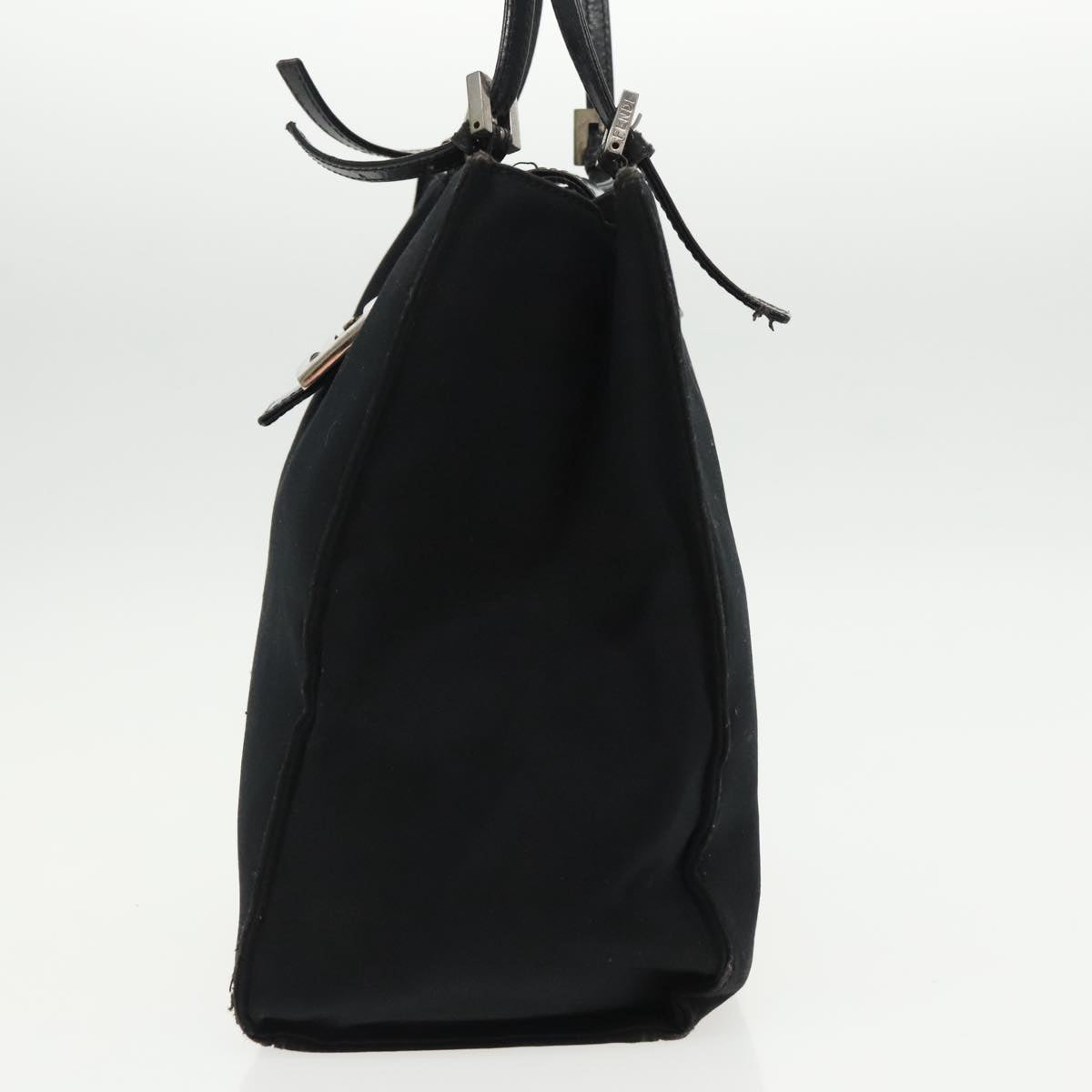 FENDI Mamma Baguette Tote Bag Nylon Leather Black Silver 97258