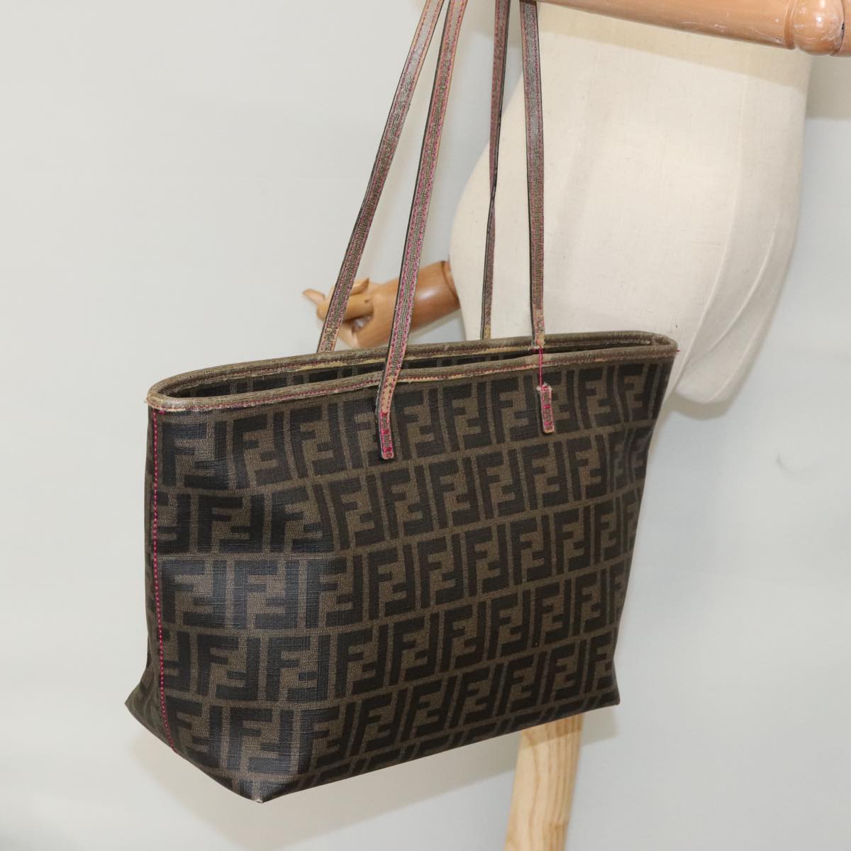 FENDI Zucca Canvas Tote Bag Brown Black Gold 97259