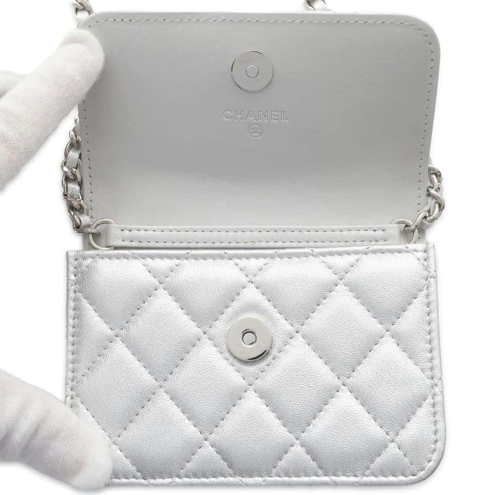 CHANEL Star ChainPouch Silver Lambskin