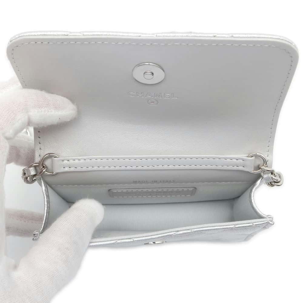 CHANEL Star ChainPouch Silver Lambskin