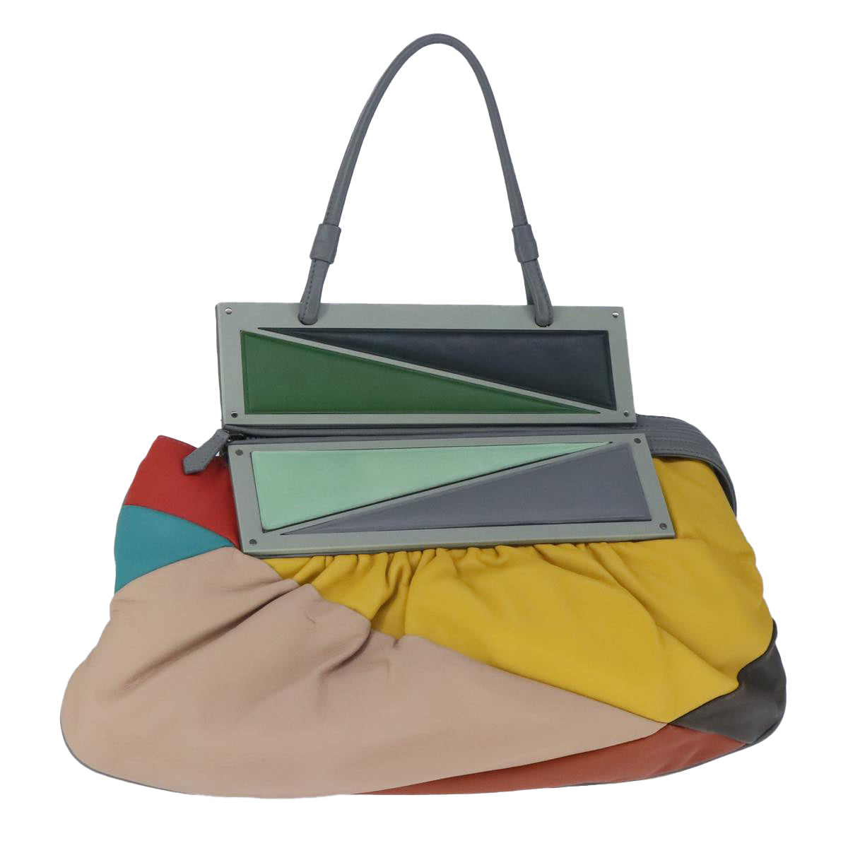 FENDI Hand Bag Leather Gray 97317