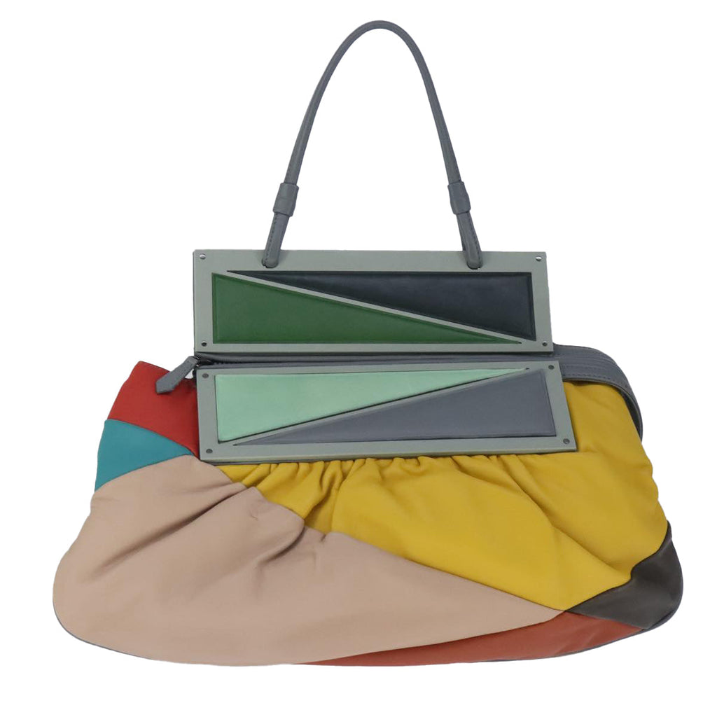 FENDI Hand Bag Leather Gray 97317
