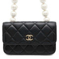 CHANEL matelasse pearl chain wallet BlackAP1839 Lambskin