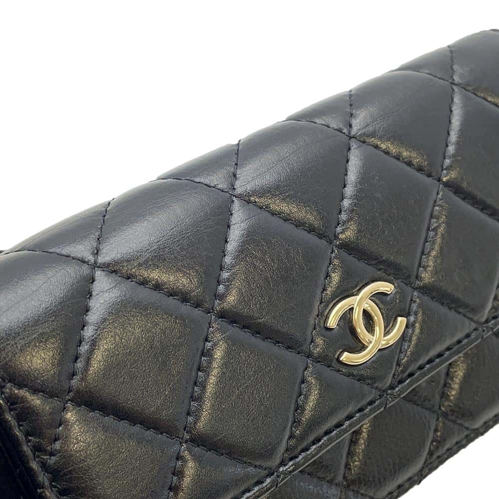 CHANEL matelasse pearl chain wallet BlackAP1839 Lambskin