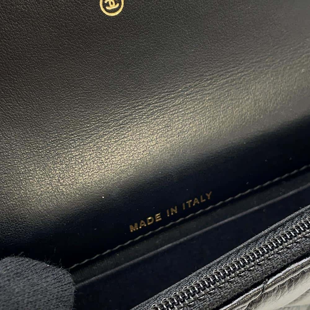 CHANEL matelasse pearl chain wallet BlackAP1839 Lambskin