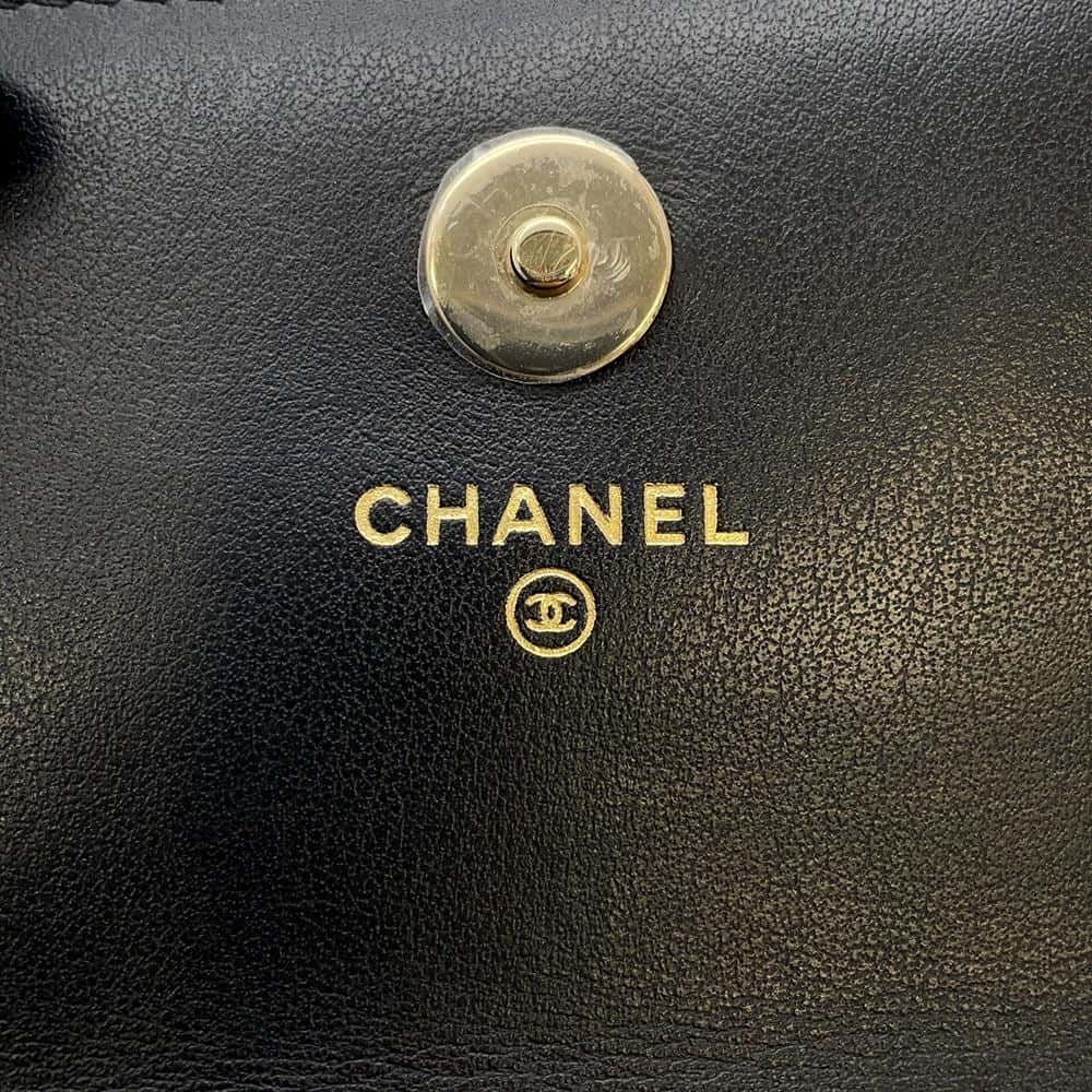 CHANEL matelasse pearl chain wallet BlackAP1839 Lambskin
