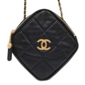 CHANEL Matelasse Diamond Shape ChainPouch Black Lambskin