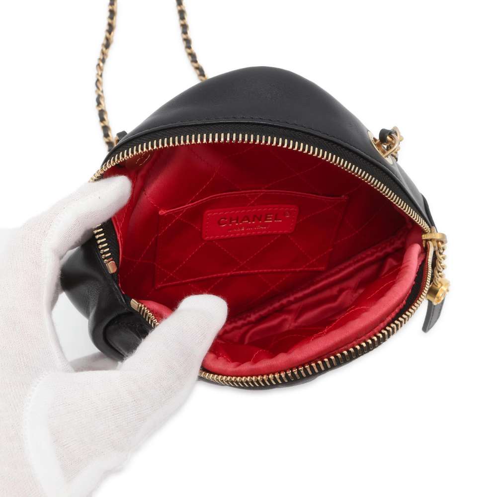 CHANEL Matelasse Diamond Shape ChainPouch Black Lambskin