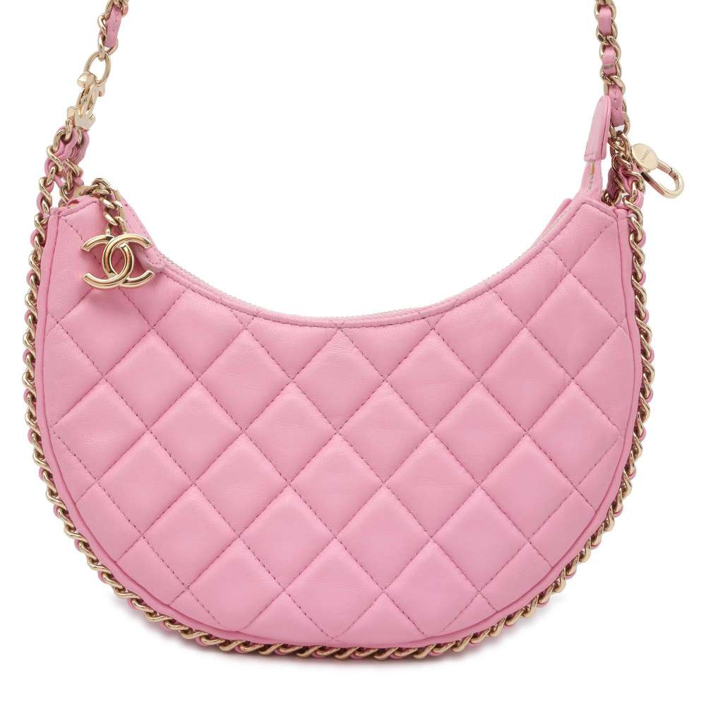 CHANEL Matelasse Small Hobo Shoulder Bag PinkAS3917 Lambskin