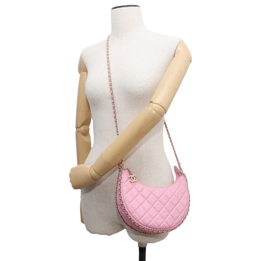 CHANEL Matelasse Small Hobo Shoulder Bag PinkAS3917 Lambskin