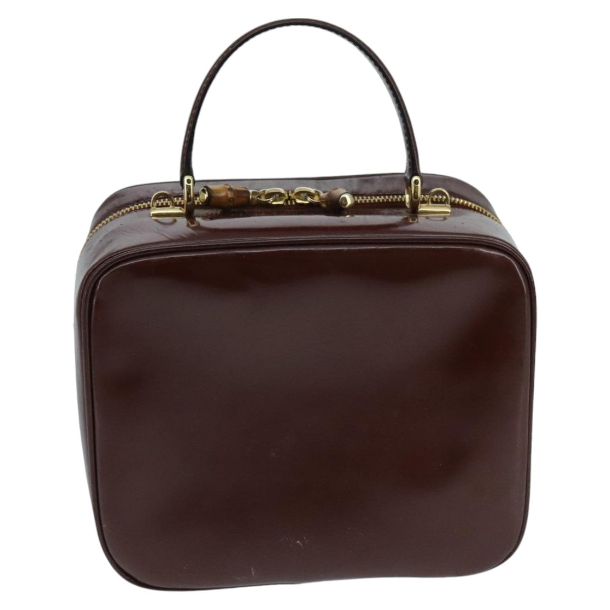 GUCCI Bamboo Vanity Cosmetic Pouch Enamel 2way Brown 000 2040 0323 97359