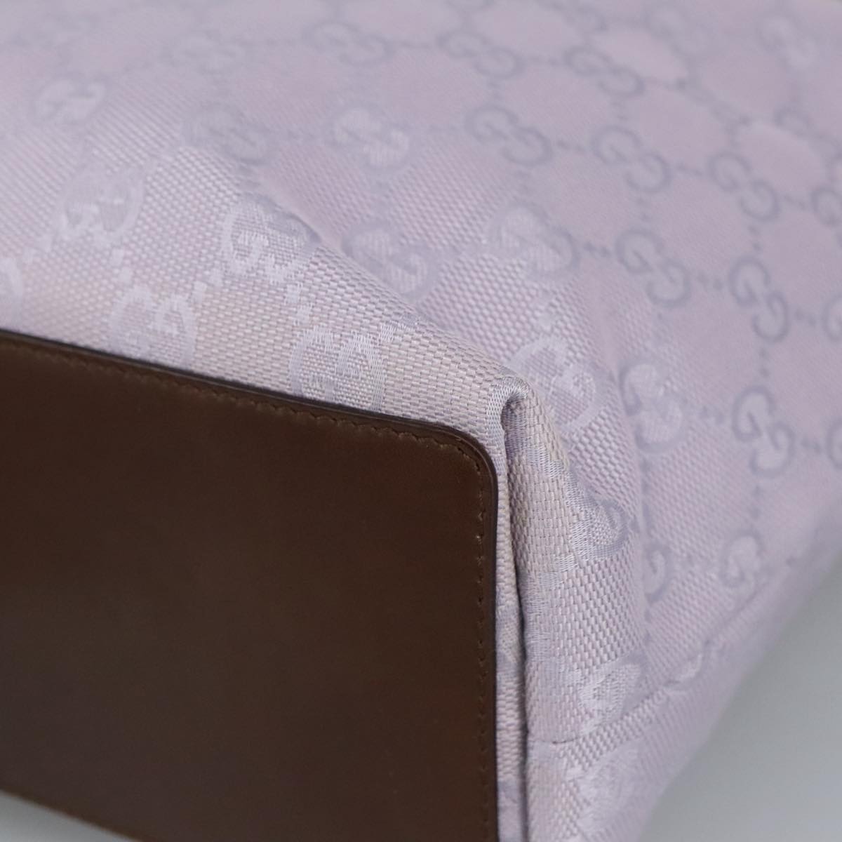 GUCCI GG Canvas Tote Bag Purple Brown Silver 31244 97397
