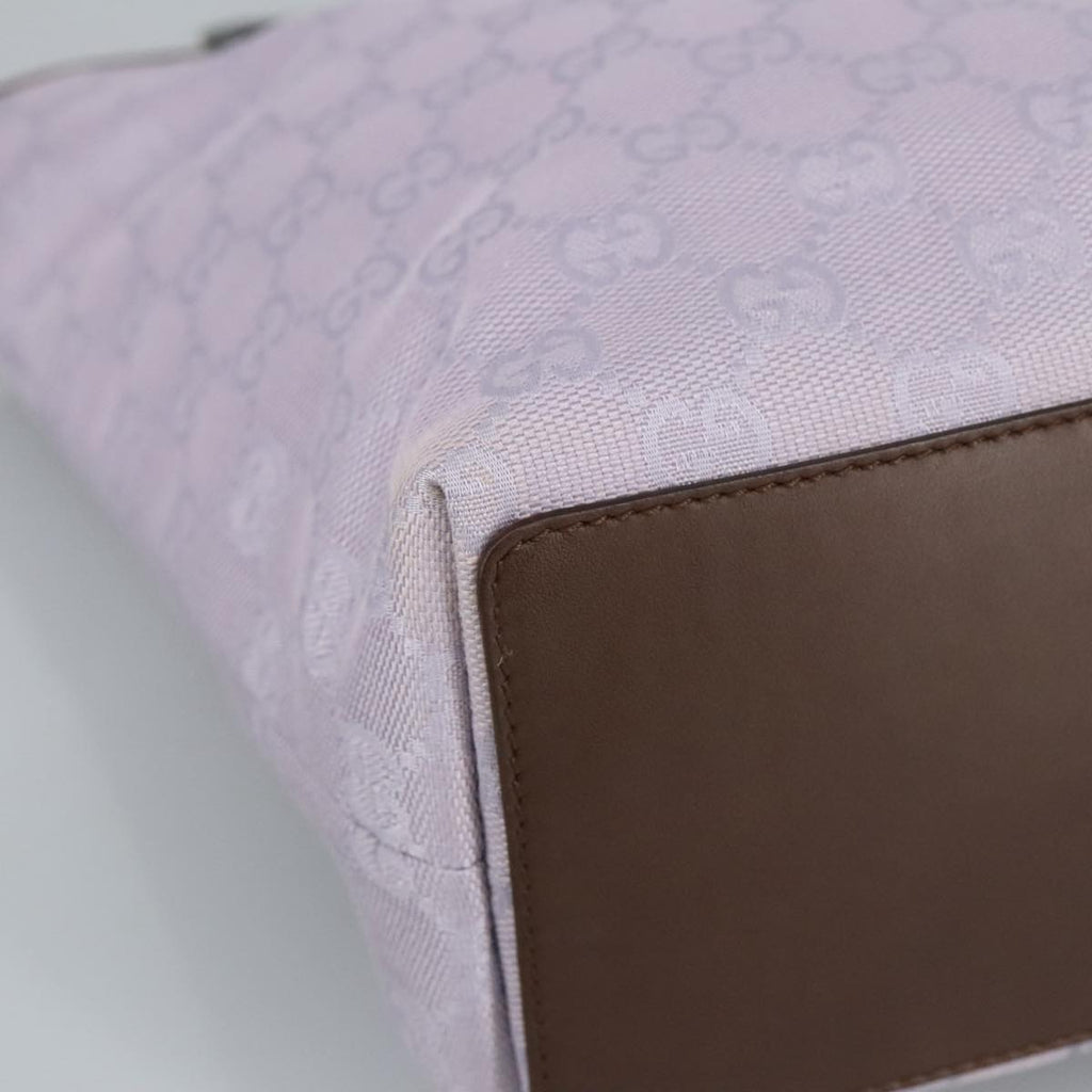 GUCCI GG Canvas Tote Bag Purple Brown Silver 31244 97397