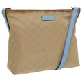 GUCCI GG Canvas Shoulder Bag Beige Silver 314529 97398